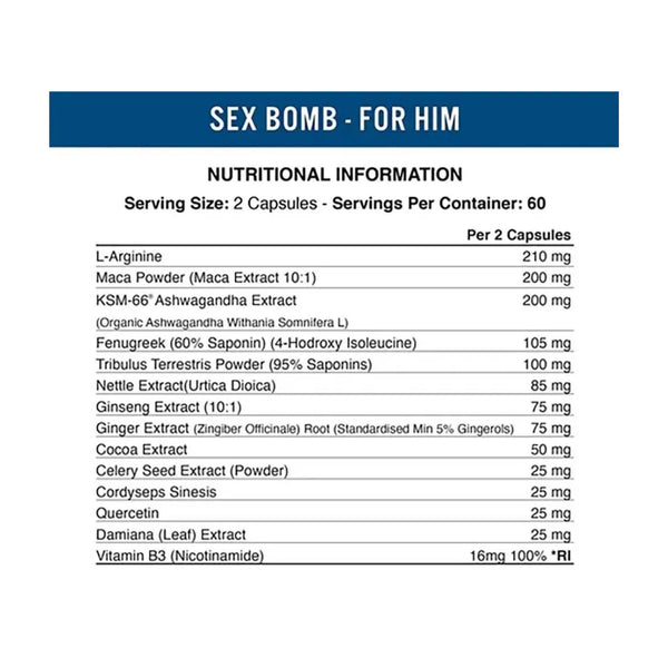 Applied Nutrition Sex Bomb (For Him) 120 Caps Nutritionals Protein Superstore