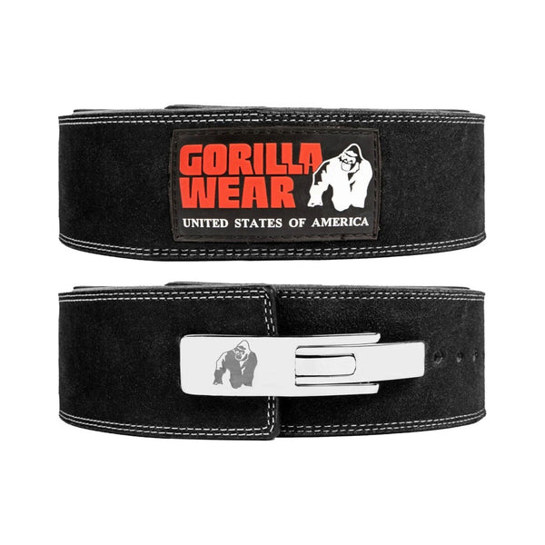 Gorilla Wear 4 Inch Leather Lever Belt Black Protein Superstore