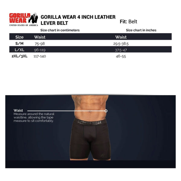 Gorilla Wear 4 Inch Leather Lever Belt Size Chart Protein Superstore