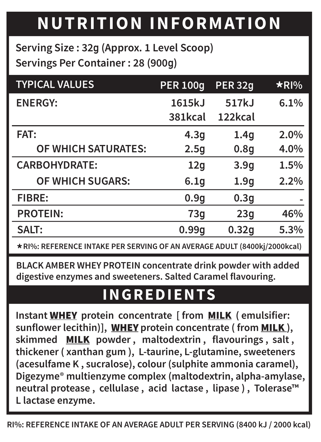 Black Amber Whey Protein Powder