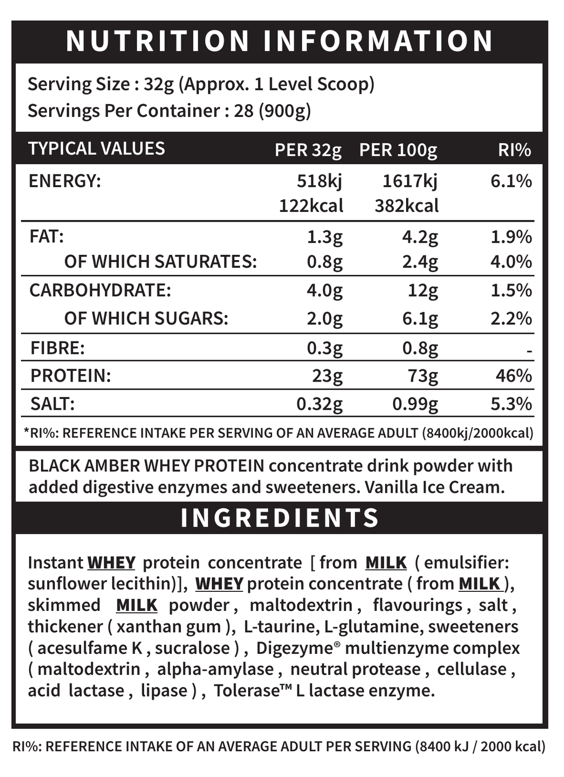 Black Amber Whey Protein Powder