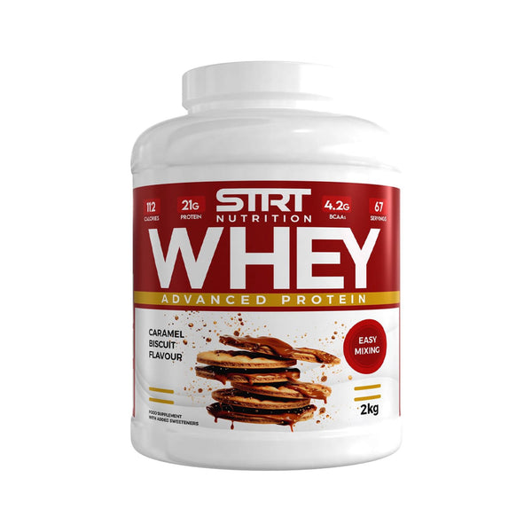 strt whey protein 2kg caramel biscuit protein superstore