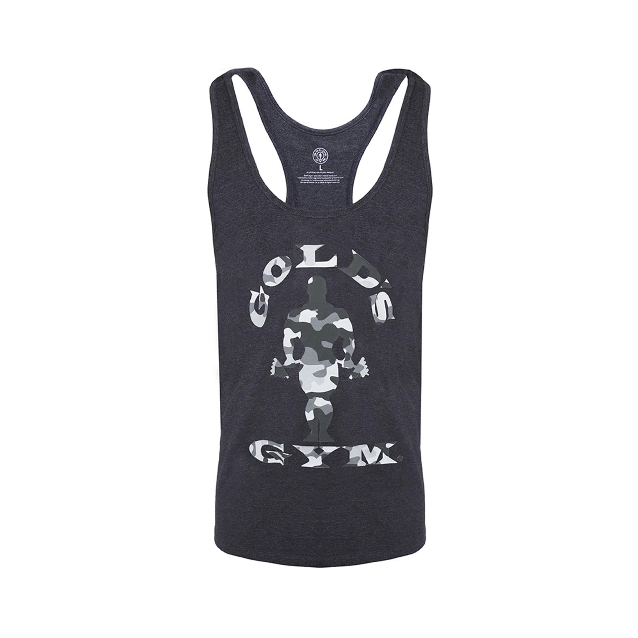 Gold's Gym Camo Joe Stringer Vest Charcoal Marl Protein Superstore