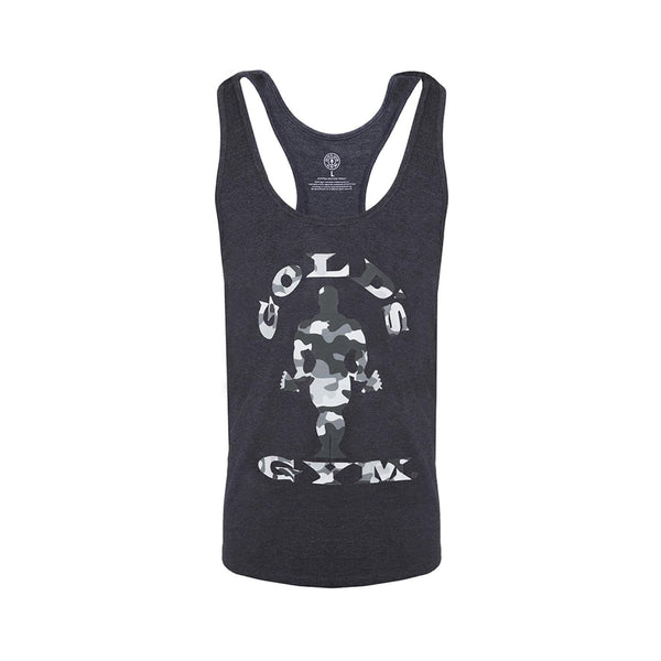 Gold's Gym Camo Joe Stringer Vest Charcoal Marl Protein Superstore
