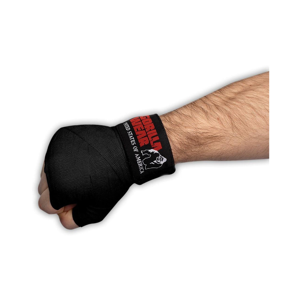 Gorilla Wear Bokserskie opaski na rękę, czarne — 2,5 m / 98 cali