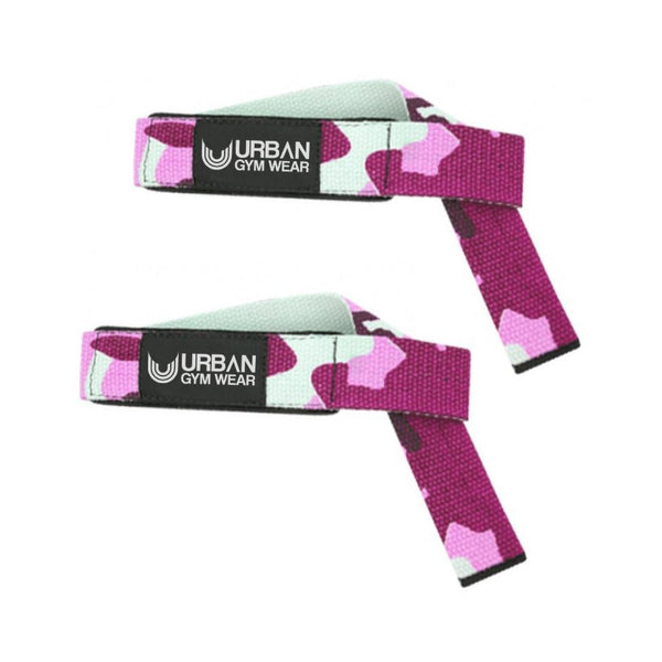 Urban Gym Wear Padded Lifting Straps Pink Camo Protein Superstore