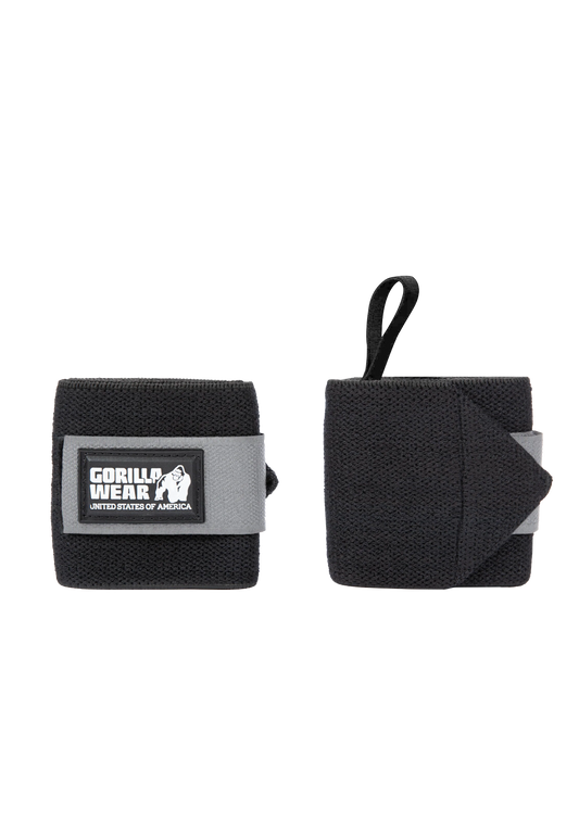 Gorilla Wear Wrist Wraps Basic Black Grey Protein Superstore