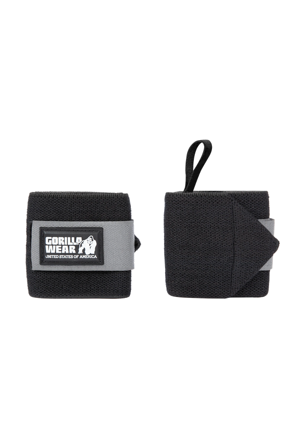 Gorilla Wear Wrist Wraps Basic Black Grey Protein Superstore