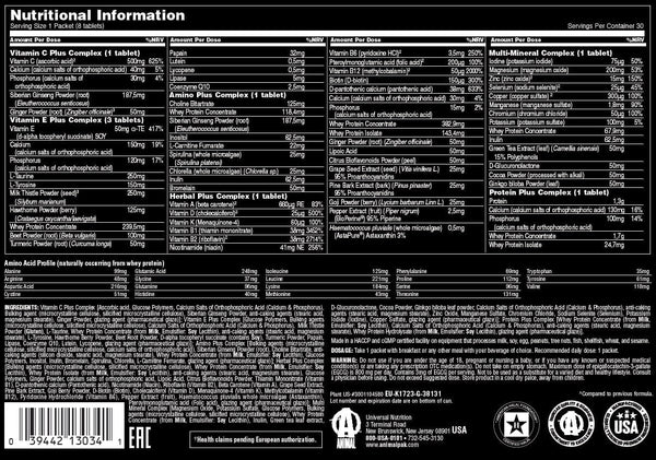 Universal Nutrition Animal Pak 44 Packs Nutritionals  Protein Superstore