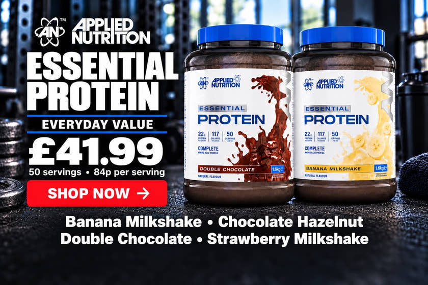 NEW: Applied Nutrition Essential Protein 1.6kg, £41.99 — 50 servings, 84p per serving. Shop now.