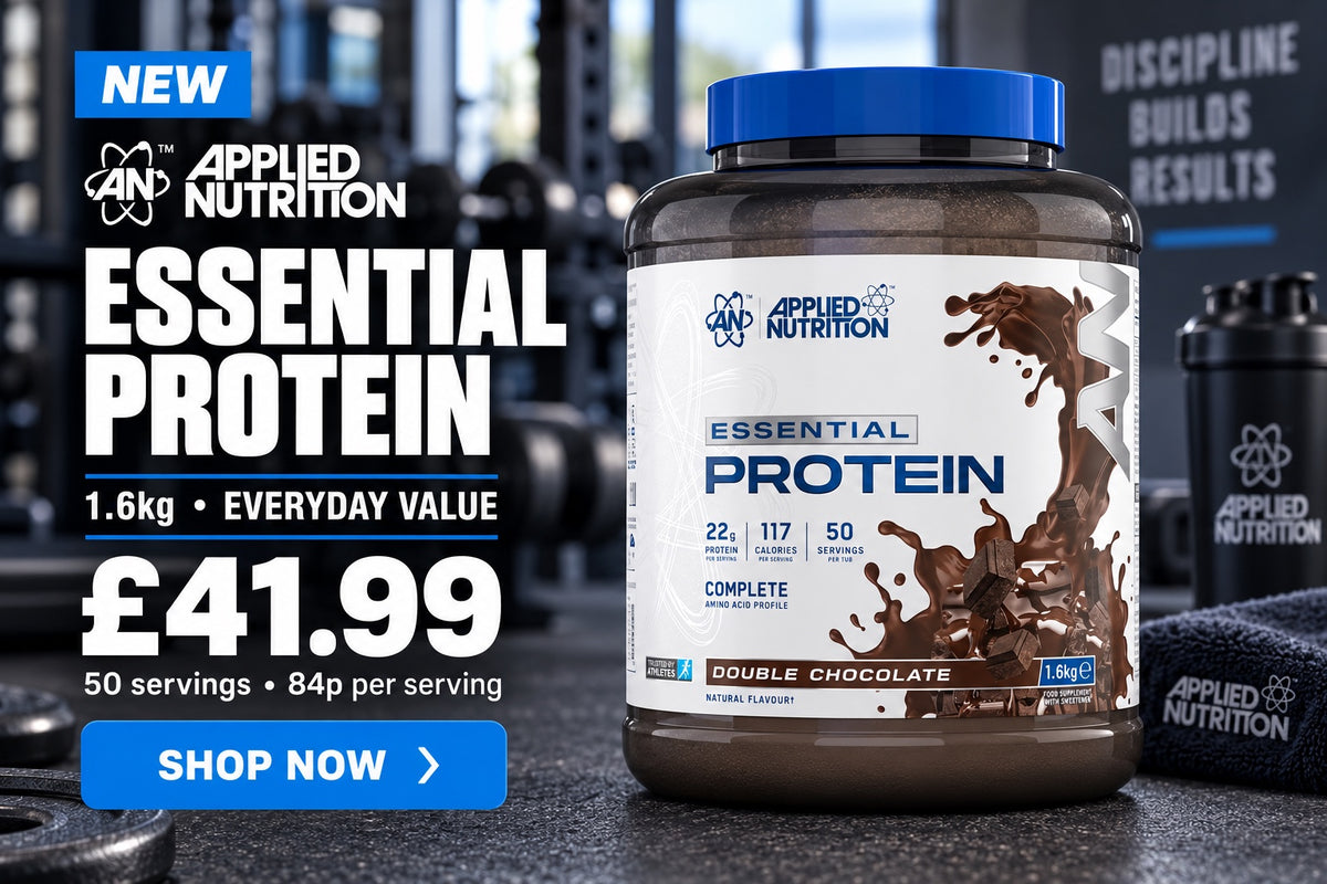 NEW: Applied Nutrition Essential Protein 1.6kg, £41.99 — 50 servings, 84p per serving. Shop now.
